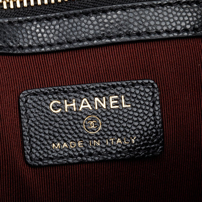 Chanel Black Quilted Caviar Leather Medium O-Case Clutch