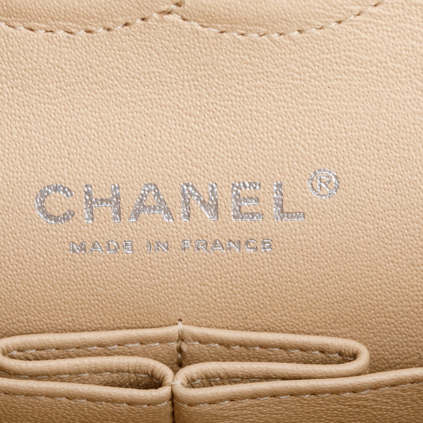 Chanel Beige Quilted Caviar Leather Classic Medium Double Flap Bag