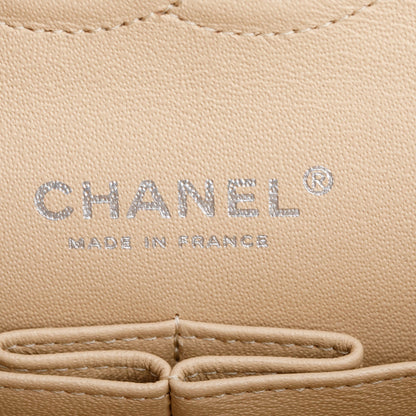 Chanel Beige Quilted Caviar Leather Classic Medium Double Flap Bag
