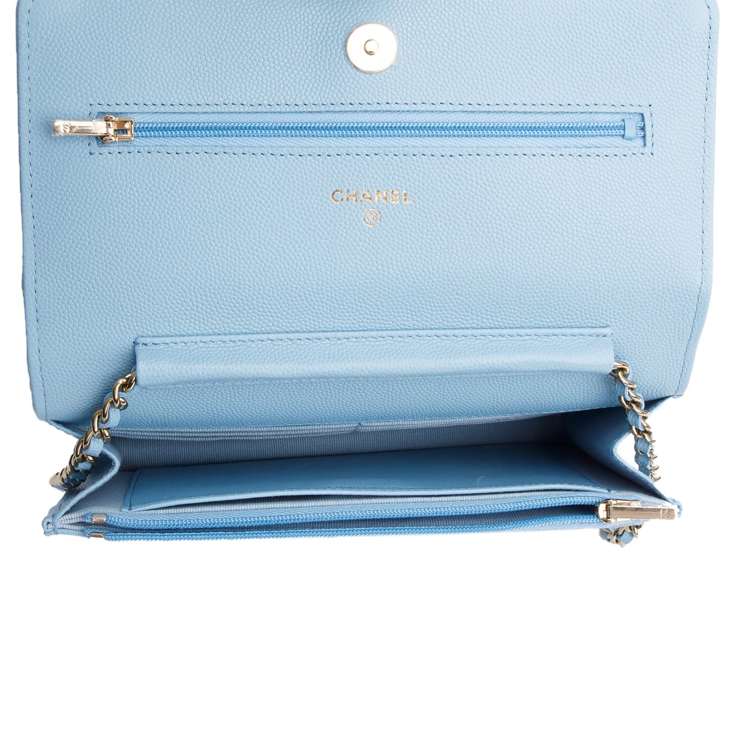 Chanel Turquoise Quilted Caviar Leather Classic Wallet on Chain