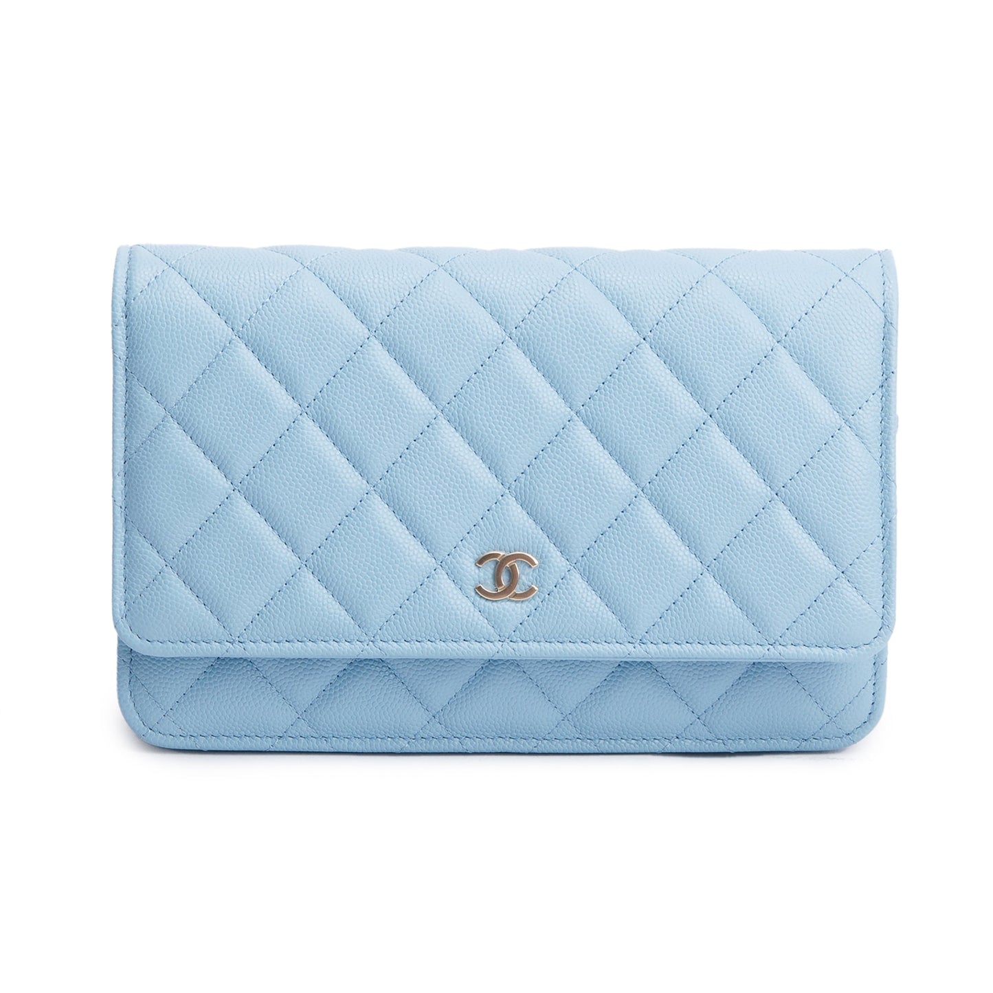 Chanel Turquoise Quilted Caviar Leather Classic Wallet on Chain