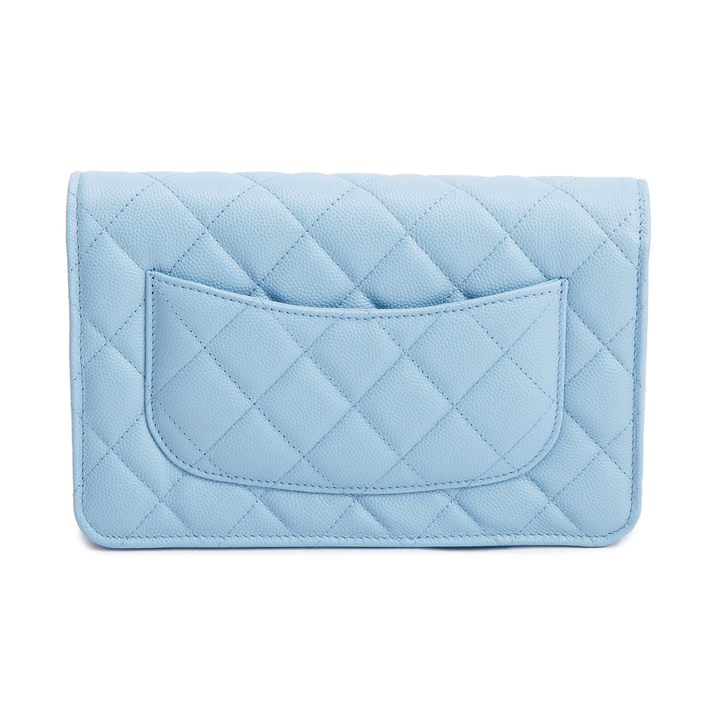 Chanel Turquoise Quilted Caviar Leather Classic Wallet on Chain