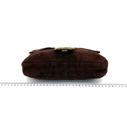 Fendi Baguette Dark Chocolate Brown Suede Leather Shoulder Bag