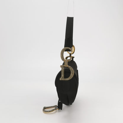 Dior Saddle Mini Silk Handbag Black with crystals