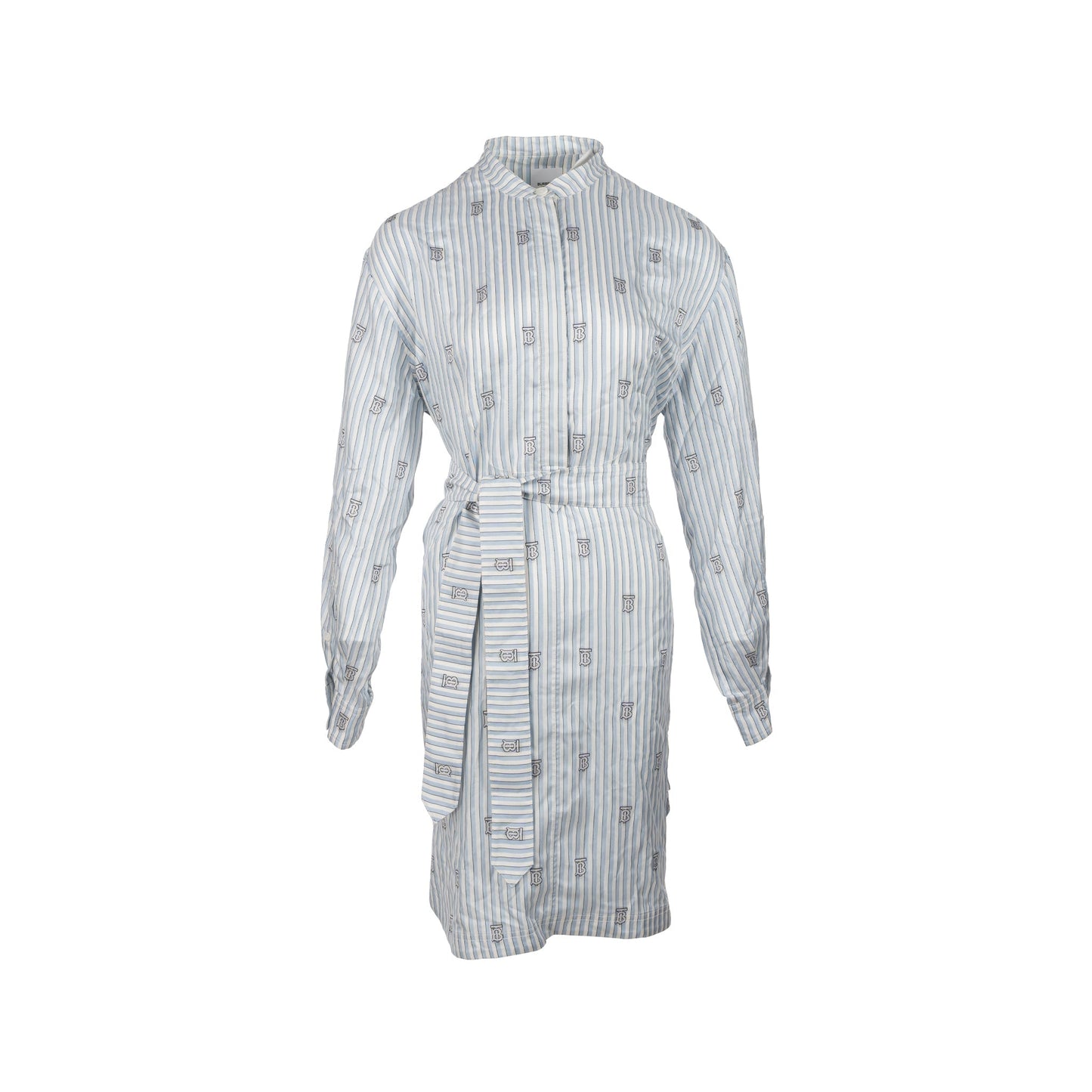 Burberry Size UK8 Logo Shirt Dress Silk Pale Blue