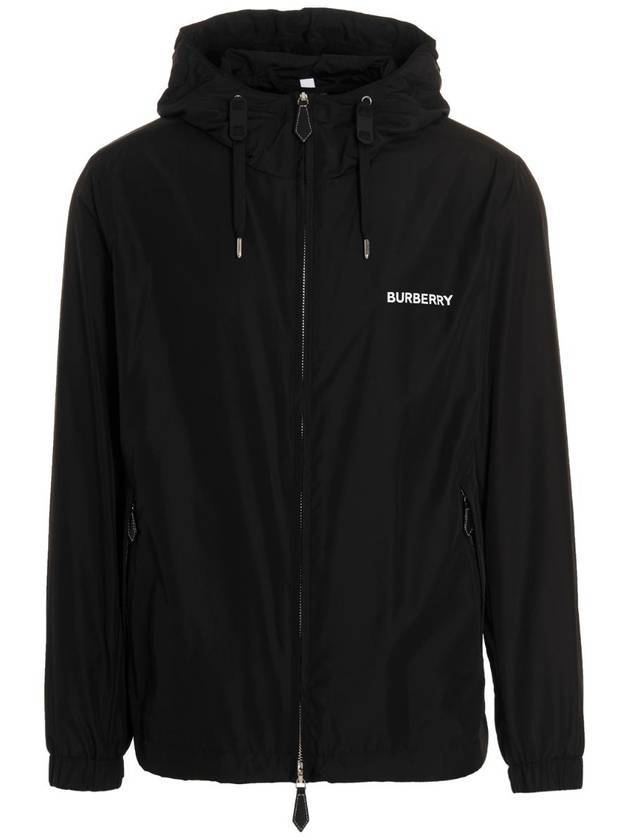 Luxury Burberry Men's Horseferry Logo Hooded Jacket Black