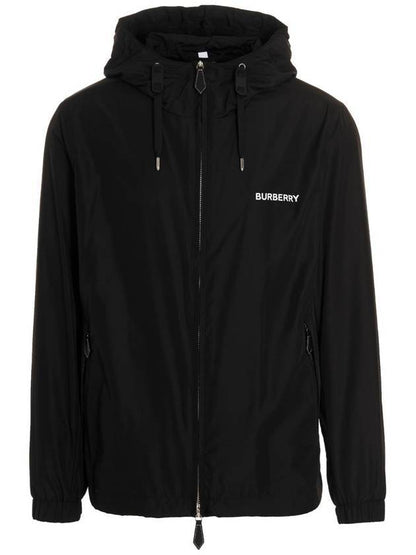 Luxury Burberry Men's Horseferry Logo Hooded Jacket Black
