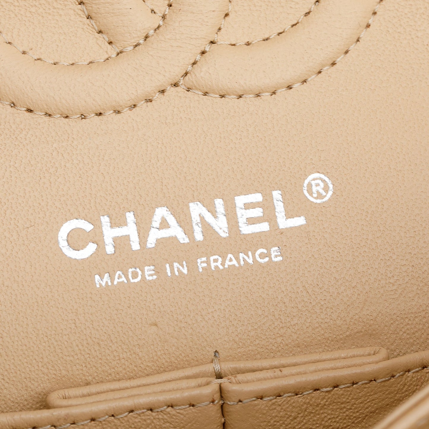 Chanel Beige Quilted Caviar Leather Classic Small Double Flap Bag