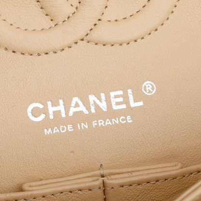 Chanel Beige Quilted Caviar Leather Classic Small Double Flap Bag