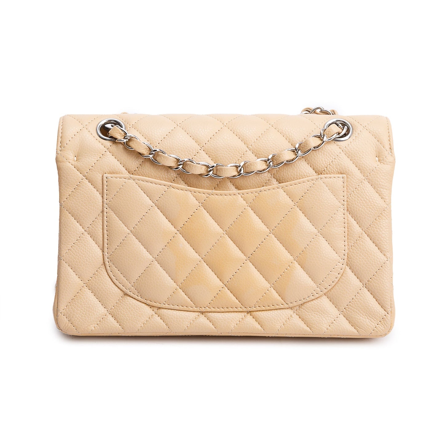 Chanel Beige Quilted Caviar Leather Classic Small Double Flap Bag