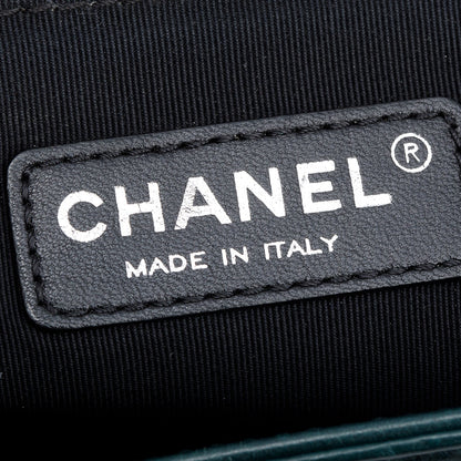 Chanel Green Calfskin Leather Wild Stitch Medium Boy Bag