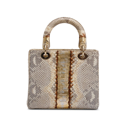 Christian Dior Gold Royal Python Medium Lady Dior Bag
