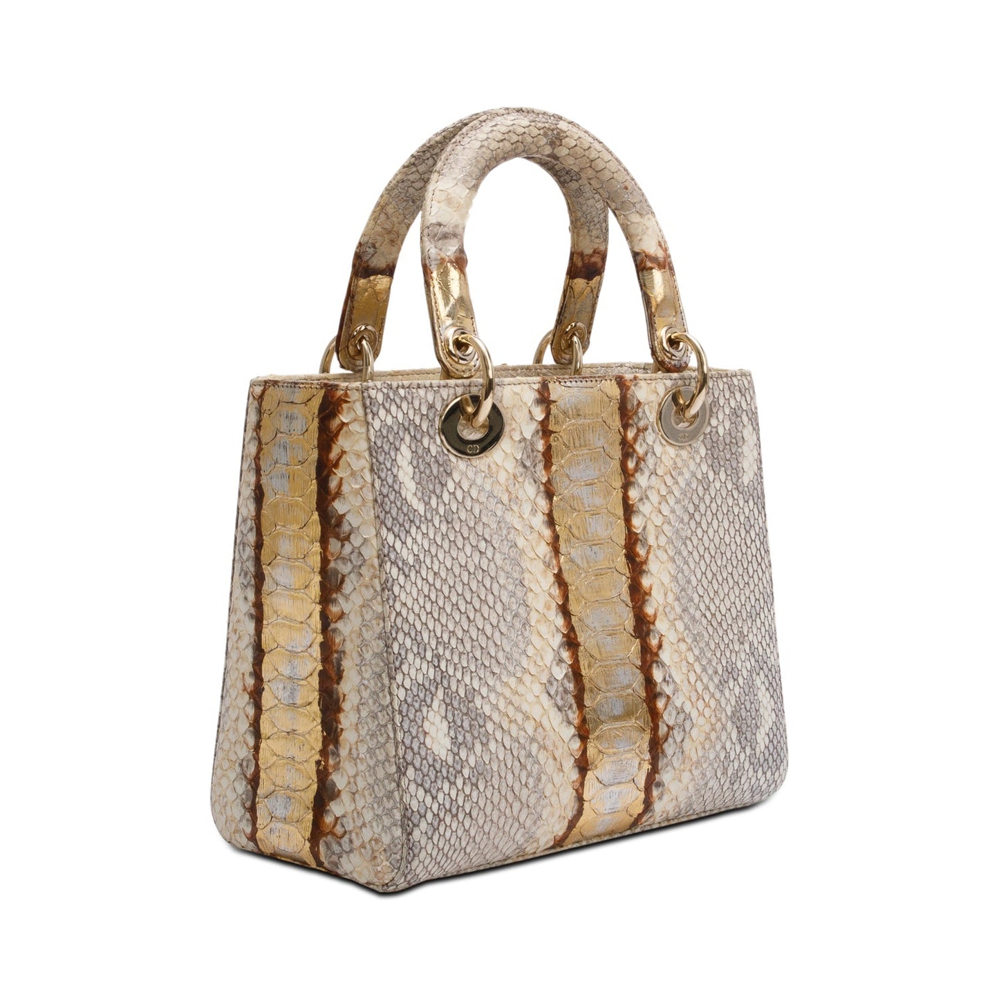 Christian Dior Gold Royal Python Medium Lady Dior Bag