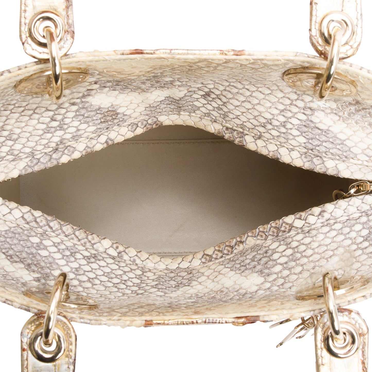 Christian Dior Gold Royal Python Medium Lady Dior Bag
