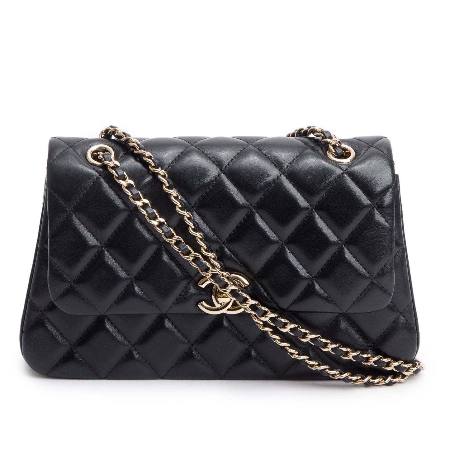 Chanel 2025 Black Quilted Lambskin Leather Small Flap Bag