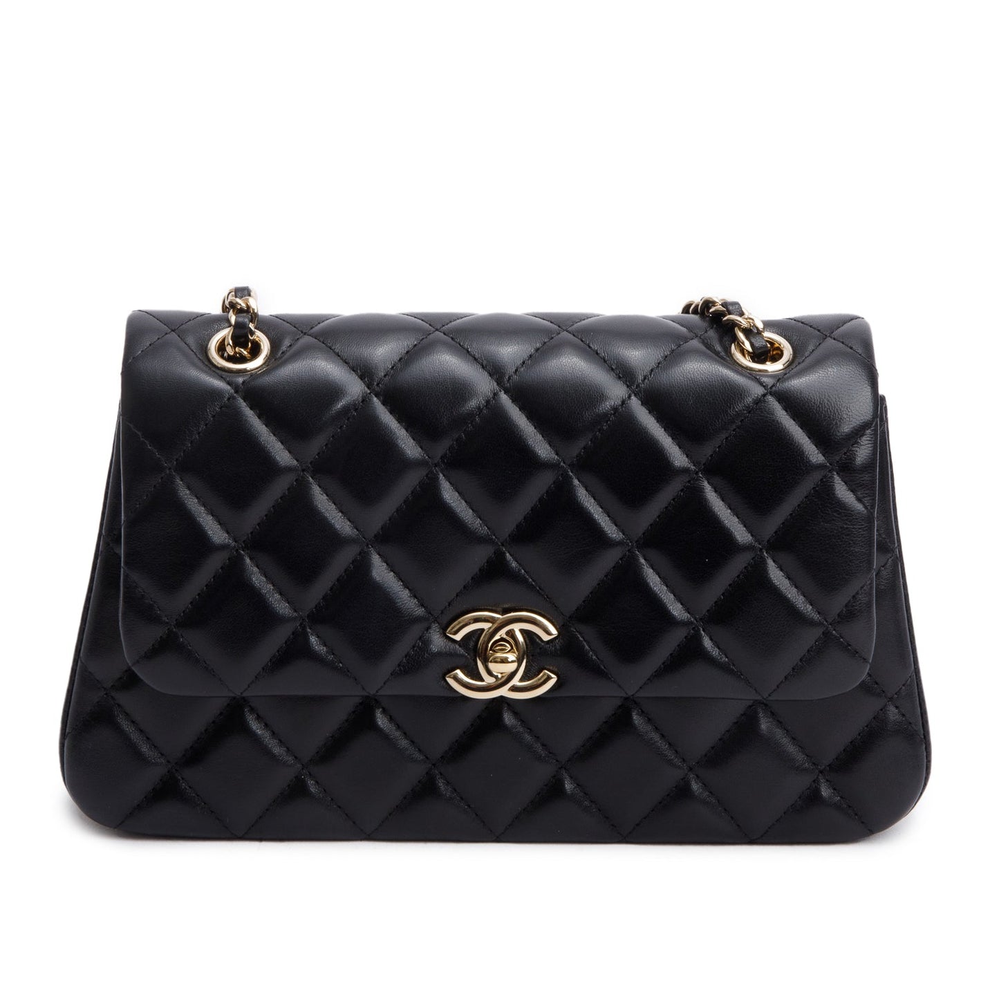 Chanel 2025 Black Quilted Lambskin Leather Small Flap Bag