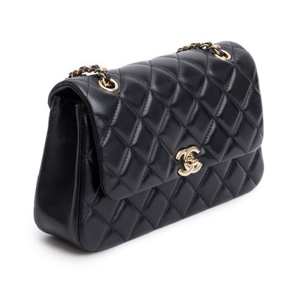 Chanel 2025 Black Quilted Lambskin Leather Small Flap Bag