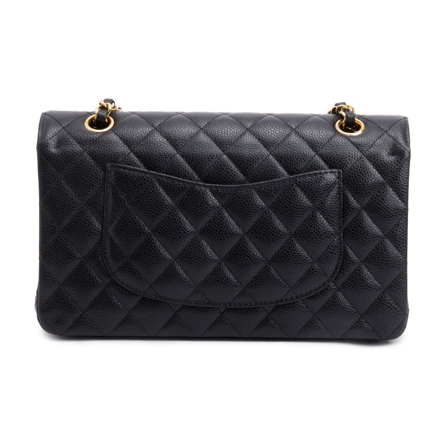 Chanel Black Quilted Caviar Leather Classic Medium Double Flap Bag