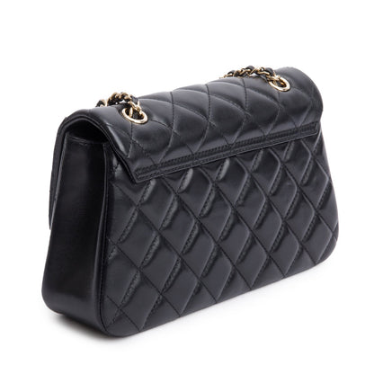 Chanel 2025 Black Quilted Lambskin Leather Small Flap Bag