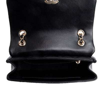 Chanel 2025 Black Quilted Lambskin Leather Small Flap Bag