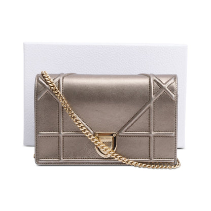 Christian Dior Metallic Gold Diorama Wallet on Chain