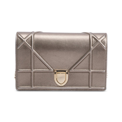 Christian Dior Metallic Gold Diorama Wallet on Chain