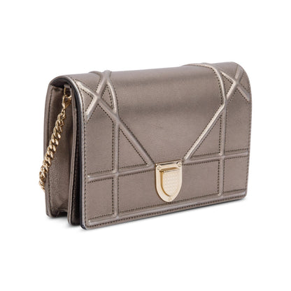 Christian Dior Metallic Gold Diorama Wallet on Chain