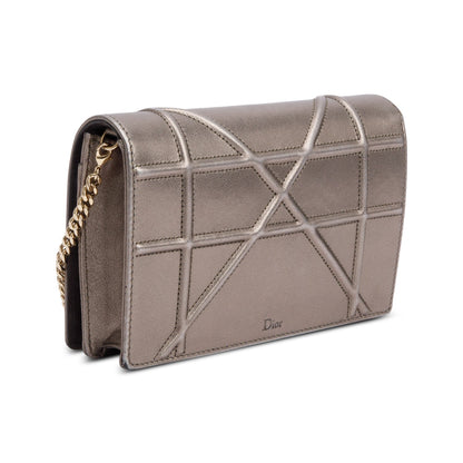 Christian Dior Metallic Gold Diorama Wallet on Chain