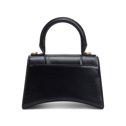 Balenciaga Black Leather XS Hourglass Top Handle Bag