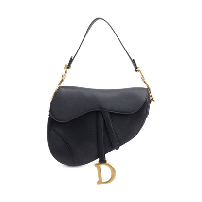 Christian Dior 2020 Black Grained Calfskin Leather Saddle Bag