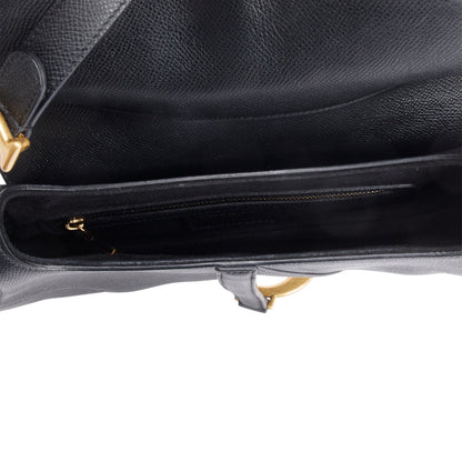 Christian Dior 2020 Black Grained Calfskin Leather Saddle Bag