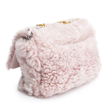 Chanel 2020 Pink Shearling Medium 19 Flap Bag