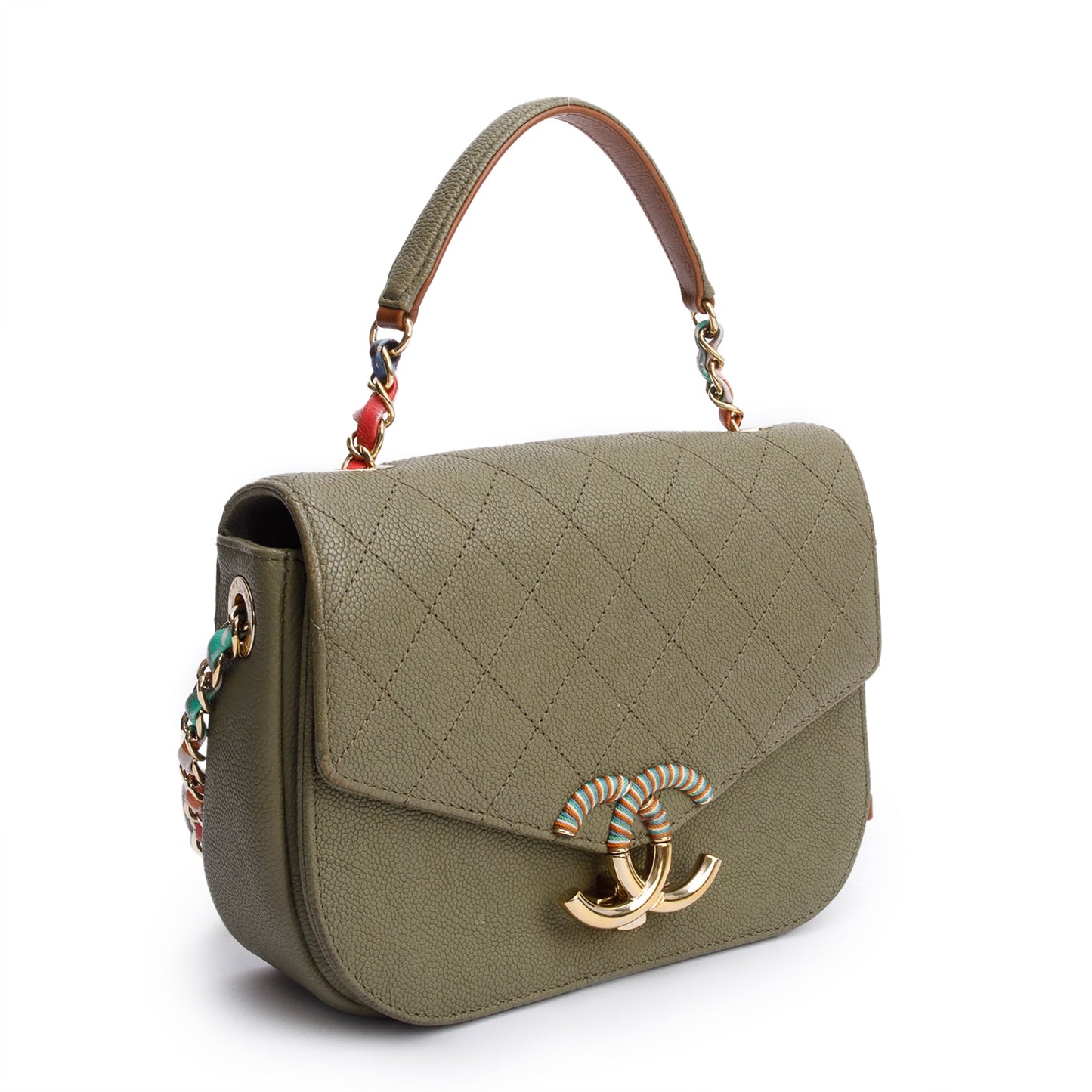 Chanel Green Caviar Paris-Cuba Thread Around Flap Bag