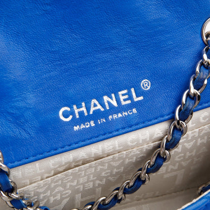 Chanel Vintage Blue Lambskin Leather Classic Extra Mini Rectangular Flap Bag