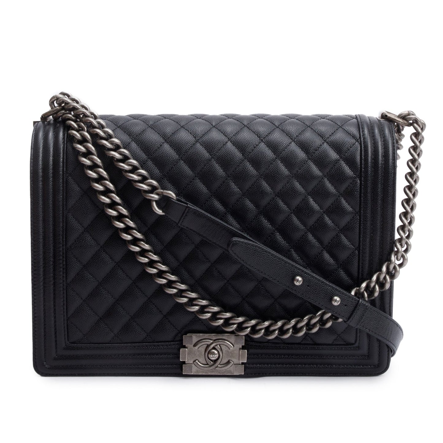 Chanel Black Quilted Caviar Leather XL Boy Bag