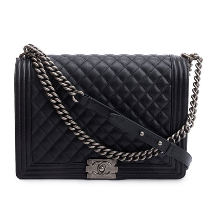 Chanel Black Quilted Caviar Leather XL Boy Bag