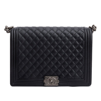 Chanel Black Quilted Caviar Leather XL Boy Bag