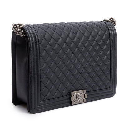 Chanel Black Quilted Caviar Leather XL Boy Bag