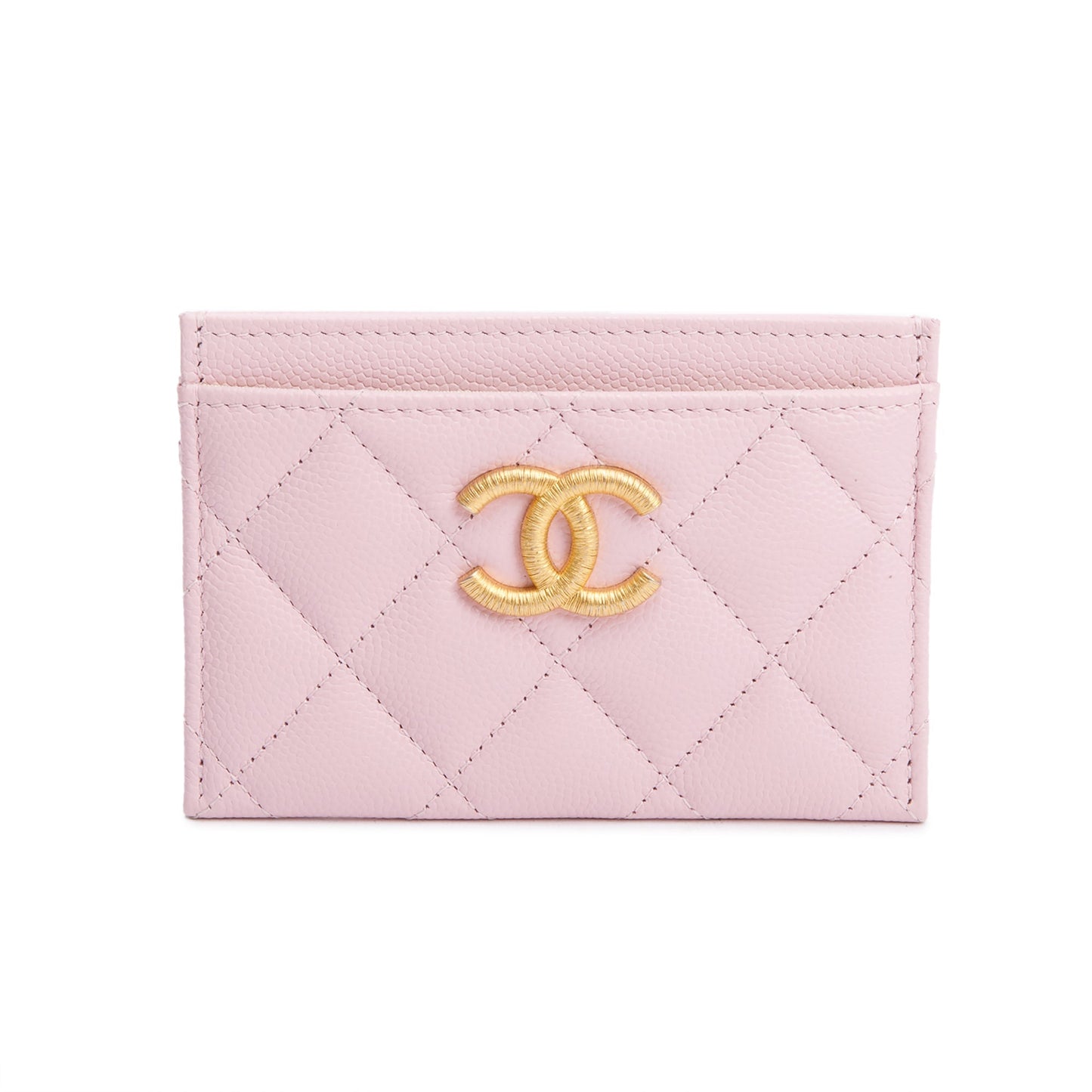 Chanel Pink Quilted Caviar Leather Card Holder