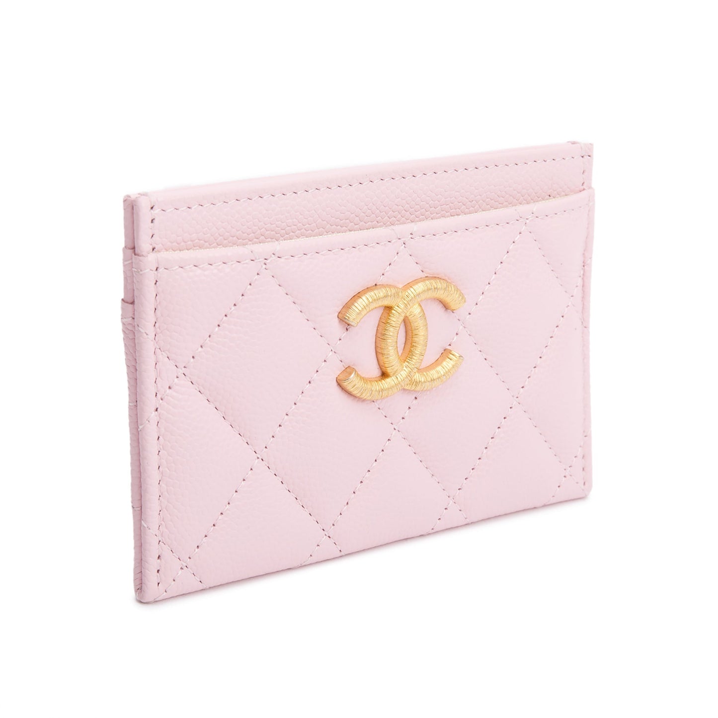 Chanel Pink Quilted Caviar Leather Card Holder