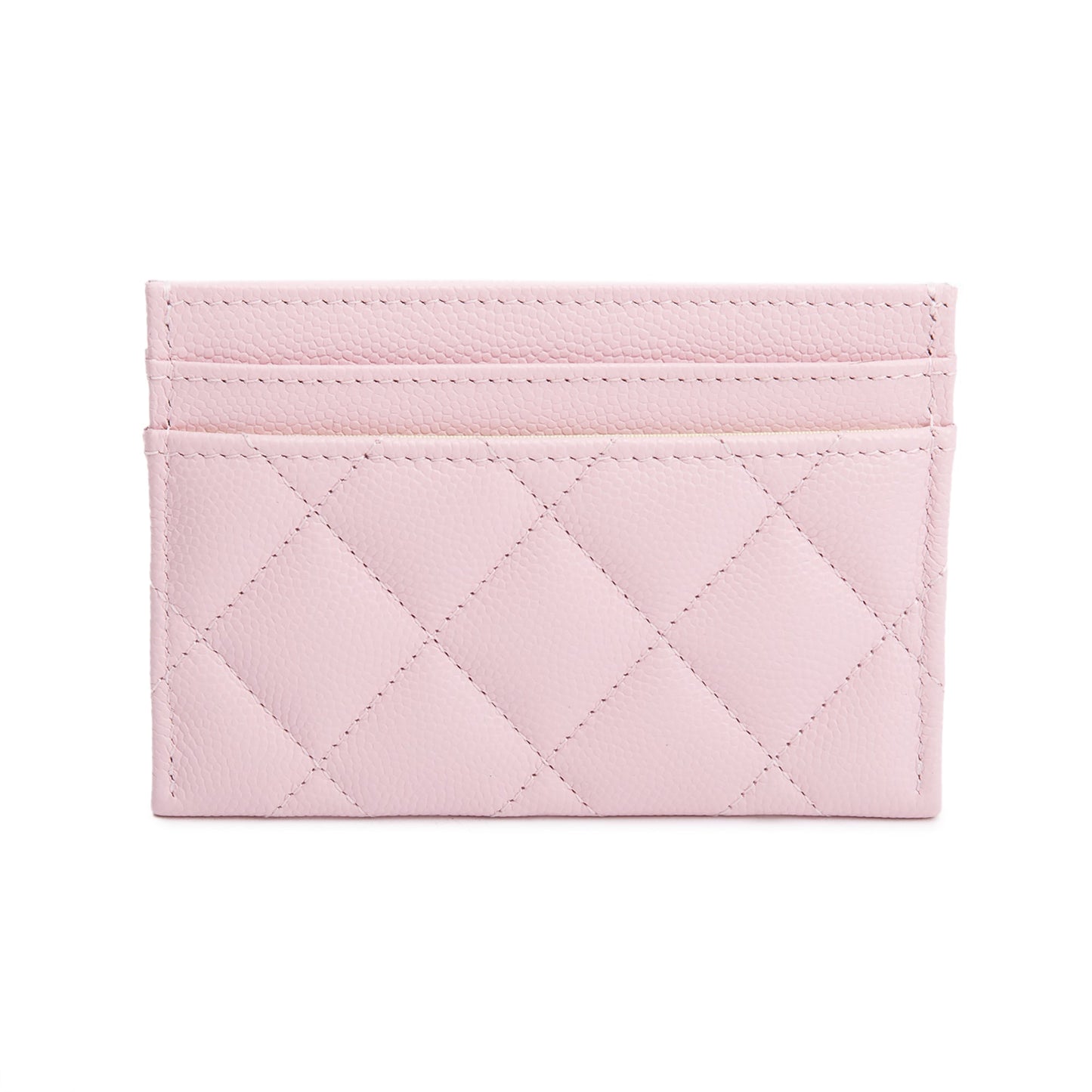 Chanel Pink Quilted Caviar Leather Card Holder