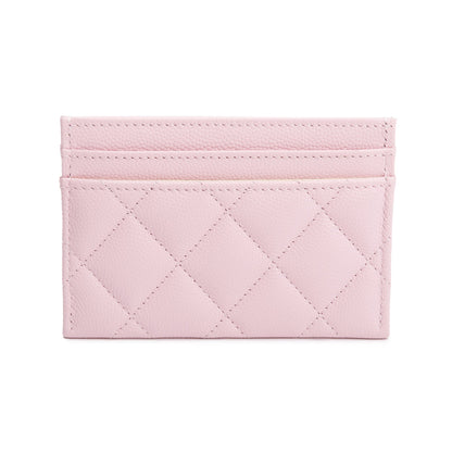 Chanel Pink Quilted Caviar Leather Card Holder