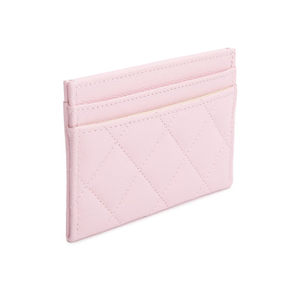 Chanel Pink Quilted Caviar Leather Card Holder