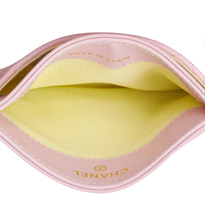 Chanel Pink Quilted Caviar Leather Card Holder