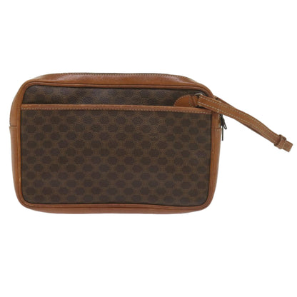 Luxury CELINE Macadam Canvas Clutch Bag PVC Leather Brown  61062