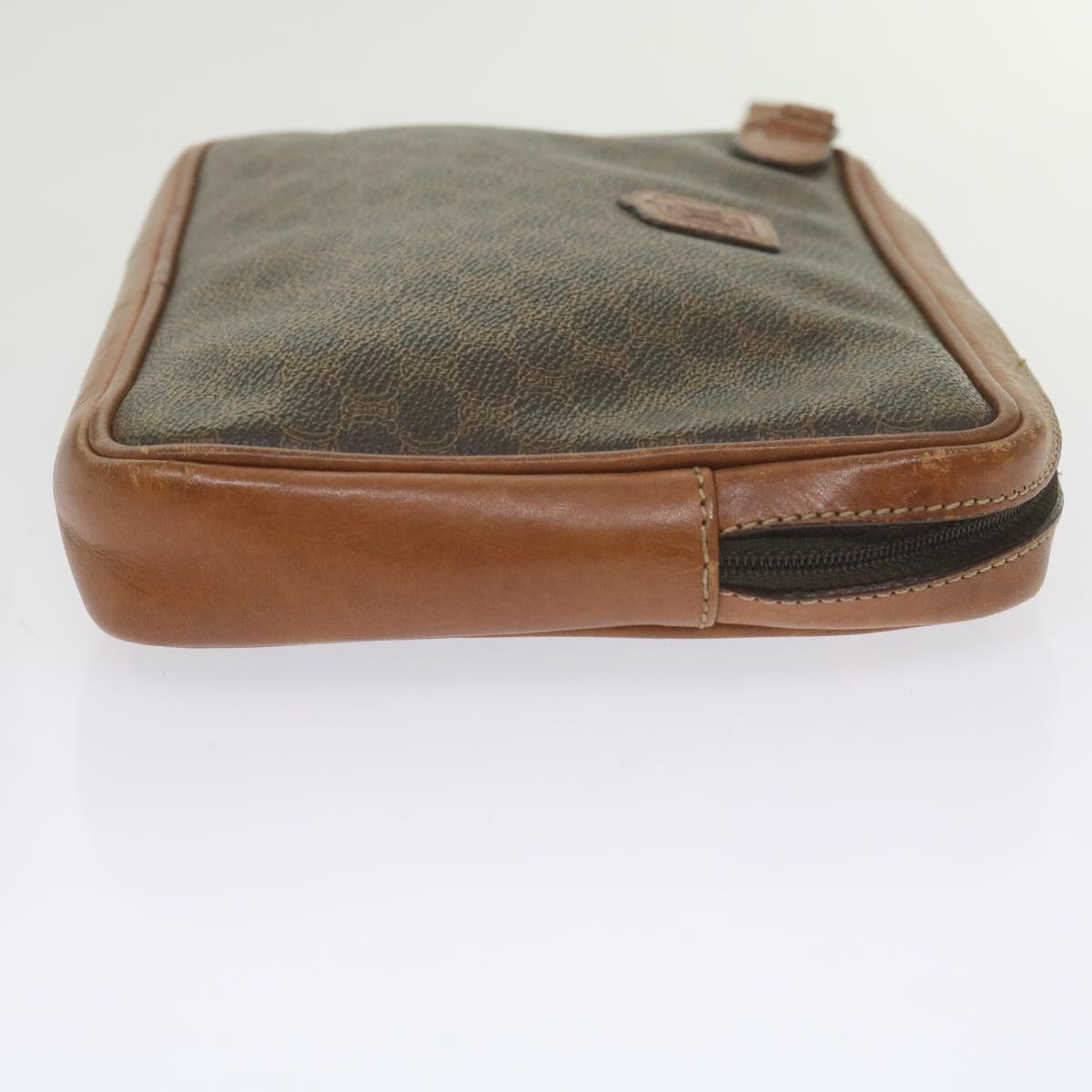 Luxury CELINE Macadam Canvas Clutch Bag PVC Leather Brown  61062
