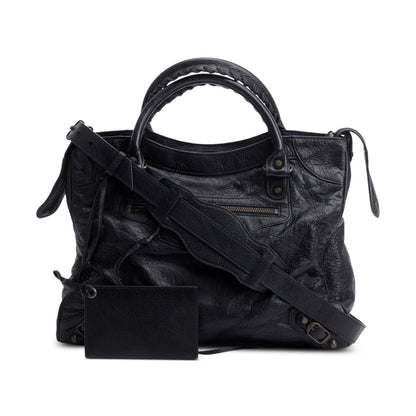 Balenciaga Black Agneu Leather Motocross Classic City Velo Bag