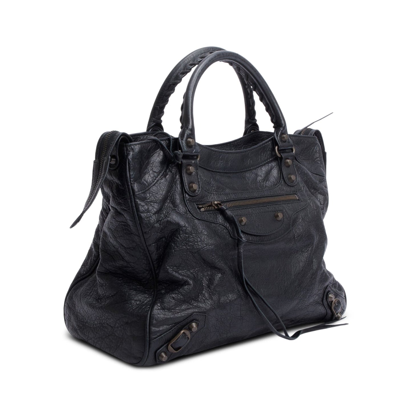 Balenciaga Black Agneu Leather Motocross Classic City Velo Bag