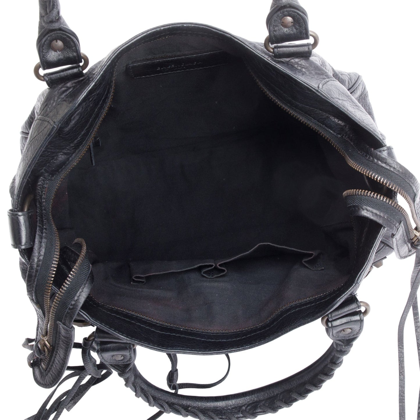 Balenciaga Black Agneu Leather Motocross Classic City Velo Bag