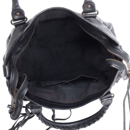 Balenciaga Black Agneu Leather Motocross Classic City Velo Bag